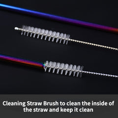 Colorful Reusable Stainless Steel Straws w/ Brush for Camping