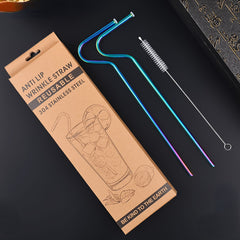 Colorful Reusable Stainless Steel Straws w/ Brush for Camping
