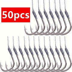 5 Packs 50pcs Tied Hooks 4 strand Braided Line Sub line High Carbon Steel Hooks
