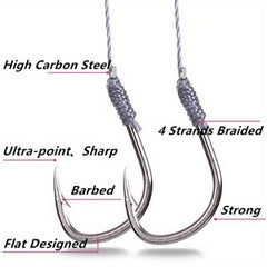 5 Packs 50pcs Tied Hooks 4 strand Braided Line Sub line High Carbon Steel Hooks