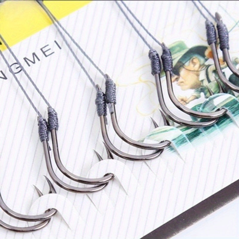 5 Packs 50pcs Tied Hooks 4 strand Braided Line Sub line High Carbon Steel Hooks