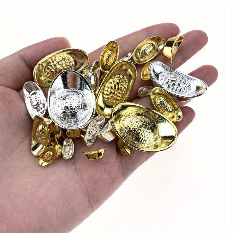 20pcs Small Golden Mini Ingot Ornaments for Luck & Wealth