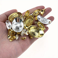 20pcs Small Golden Mini Ingot Ornaments for Luck & Wealth