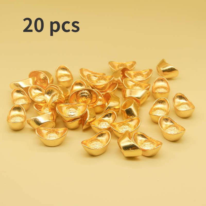20pcs Small Golden Mini Ingot Ornaments for Luck & Wealth