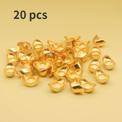 20pcs Small Golden Mini Ingot Ornaments for Luck & Wealth