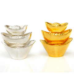 20pcs Small Golden Mini Ingot Ornaments for Luck & Wealth
