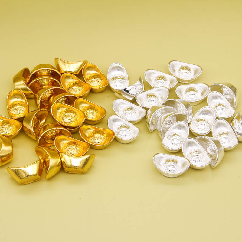 20pcs Small Golden Mini Ingot Ornaments for Luck & Wealth