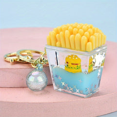 Fun Acrylic Fries Hamburgers Keychain