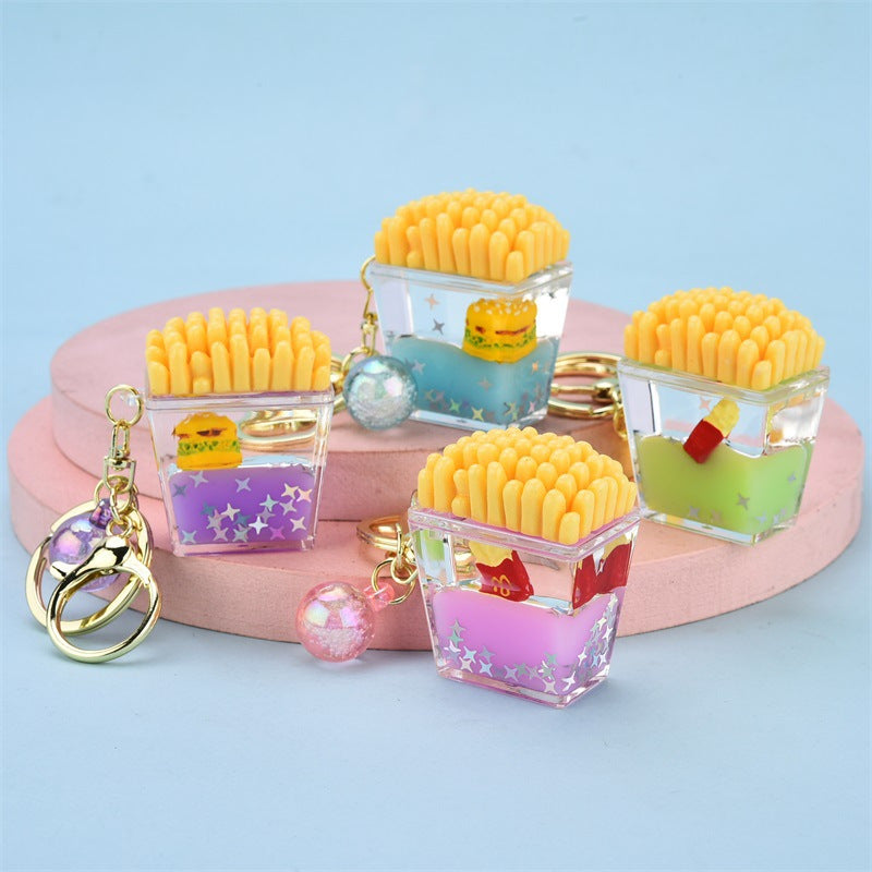 Fun Acrylic Fries Hamburgers Keychain