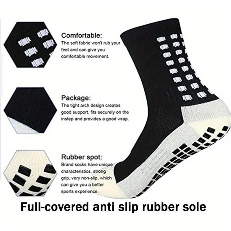 Men's Non-Slip Thick Soccer Socks, 3 Pairs