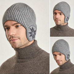 Winter Knitted Beanie Hat Velvet Lined Ear Protection Warm Hat