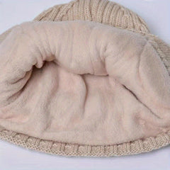 Winter Knitted Beanie Hat Velvet Lined Ear Protection Warm Hat