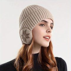 Winter Knitted Beanie Hat Velvet Lined Ear Protection Warm Hat