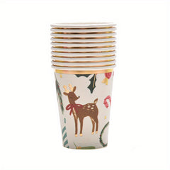 Xmas Paper Cup Set Bronzing Party Tableware