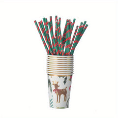 Xmas Paper Cup Set Bronzing Party Tableware