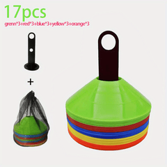 17pcs Football Training Marking Disc Obstacle Marking Cone