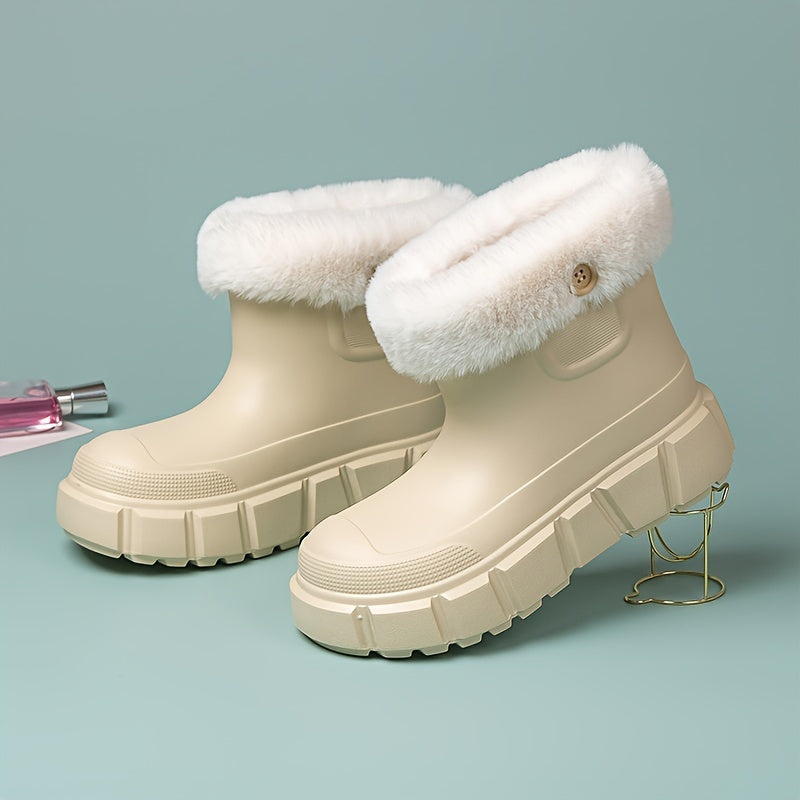 Women's Waterproof Winter Rain Boots Faux Fur Snow Boots