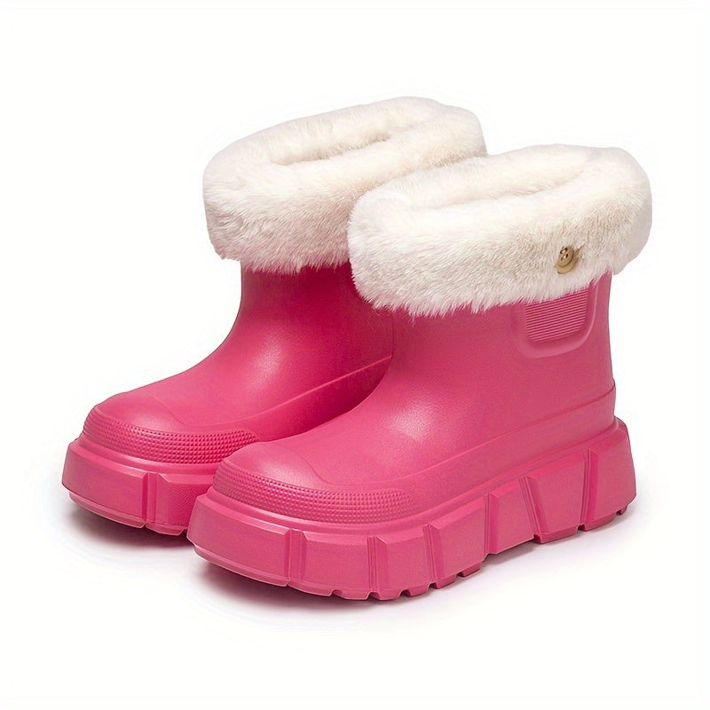 Women's Waterproof Winter Rain Boots Faux Fur Snow Boots