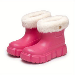 Women's Waterproof Winter Rain Boots Faux Fur Snow Boots