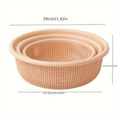 3pcs Reusable Fruit & Veg Washing Baskets Home Outdoor
