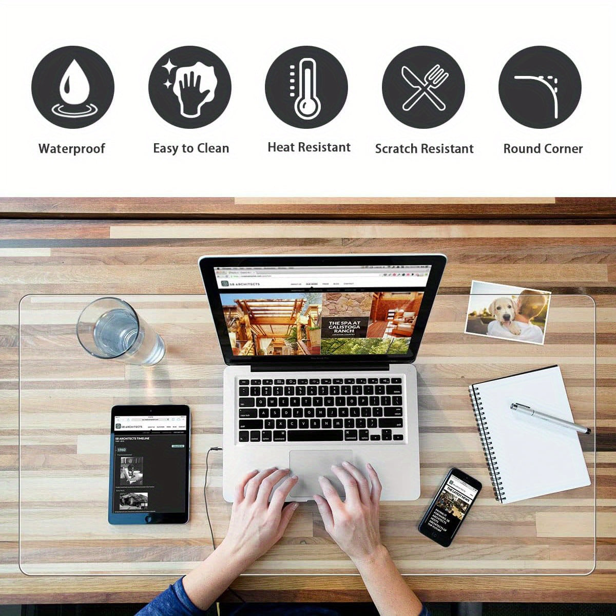 Clear Writing Desk Pad Heat Resistant Waterproof PVC Durable Desk Protect Mat