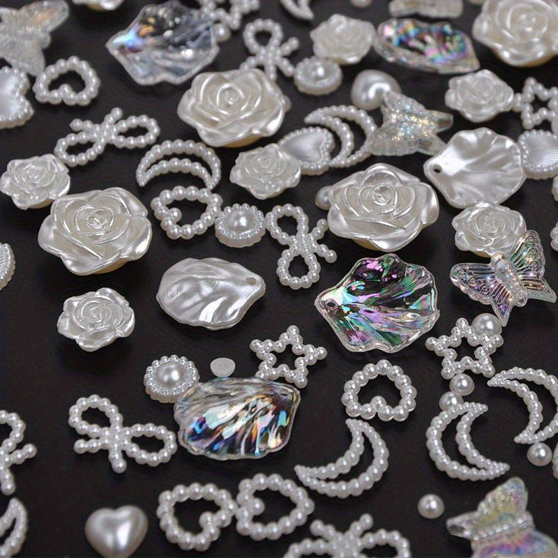 50pcs Mixed Pearl Beads Jewelry Making DIY Bracelet Necklace Phone Case Charms