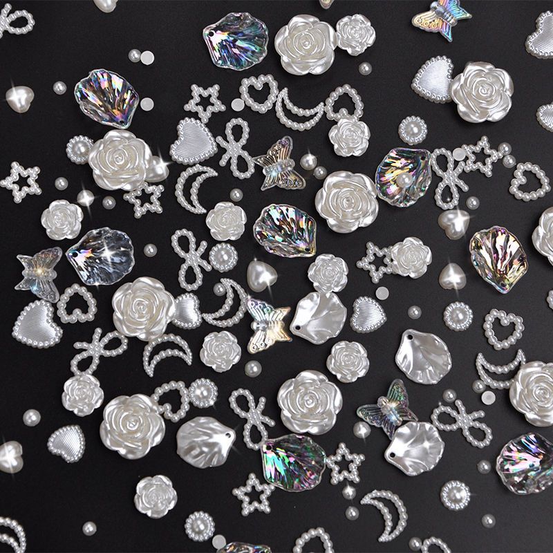 50pcs Mixed Pearl Beads Jewelry Making DIY Bracelet Necklace Phone Case Charms