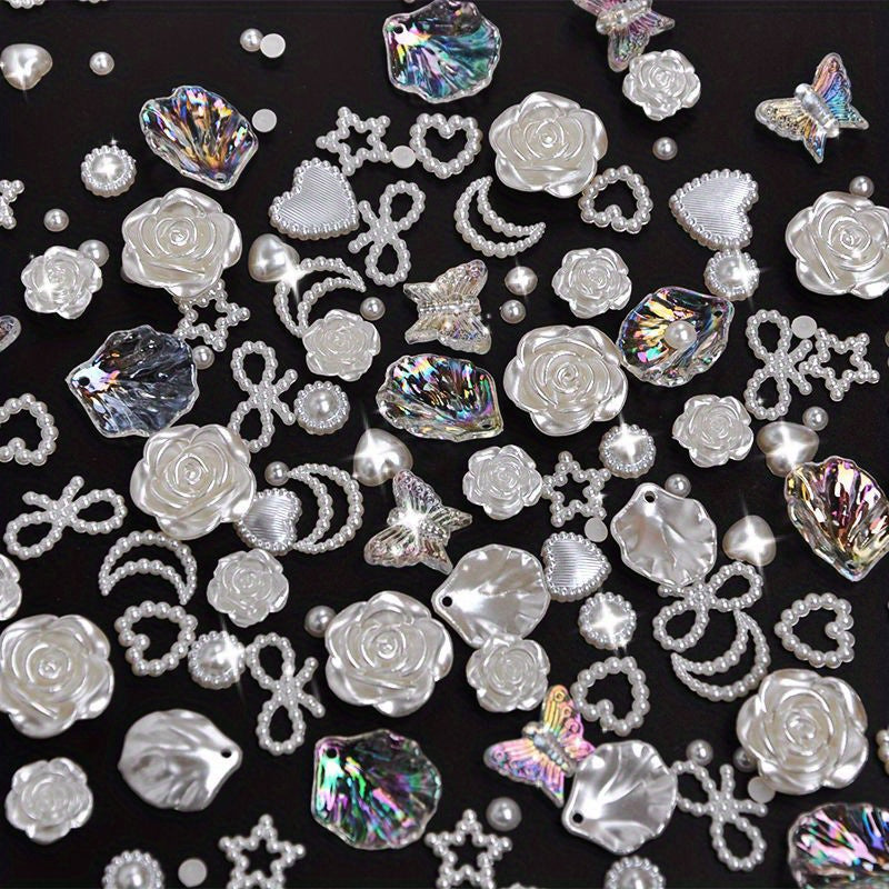 50pcs Mixed Pearl Beads Jewelry Making DIY Bracelet Necklace Phone Case Charms