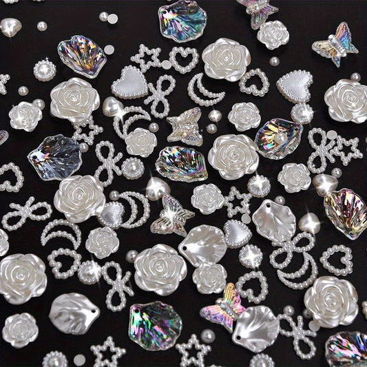 50pcs Mixed Pearl Beads Jewelry Making DIY Bracelet Necklace Phone Case Charms