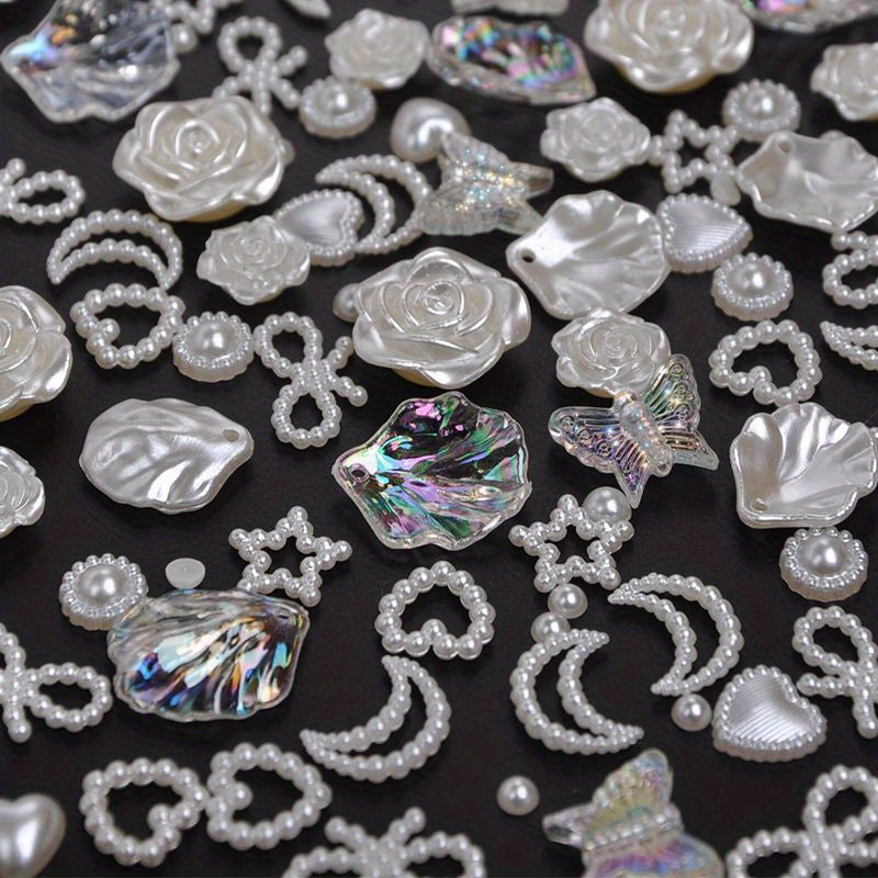 50pcs Mixed Pearl Beads Jewelry Making DIY Bracelet Necklace Phone Case Charms