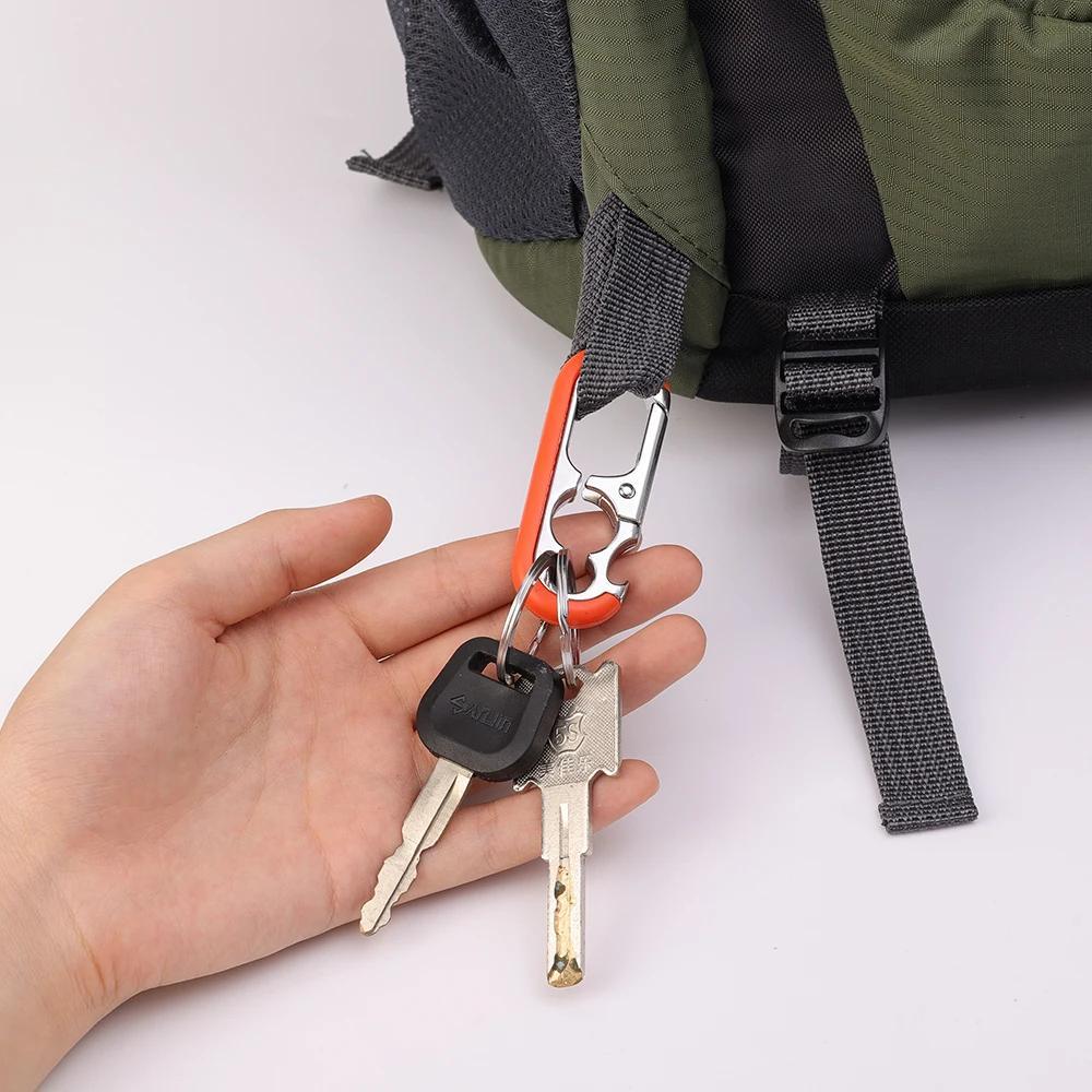 Men Keychain Hook Stainless Steel Bottle Opener Carabiner Climbing Tool