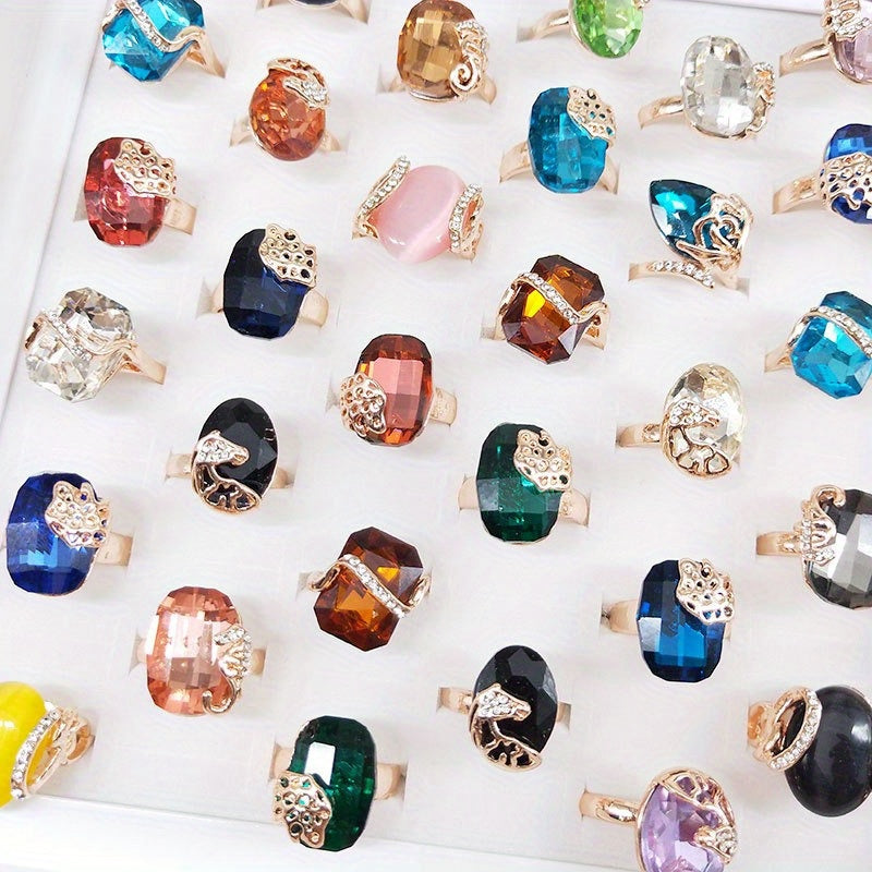 Crystal Gemstone Enamel Men's and Women's Rings Jewelry