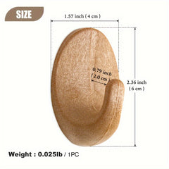 4pcs Wooden Hook Adhesive Oval Sticky Key Hook Wall Decor