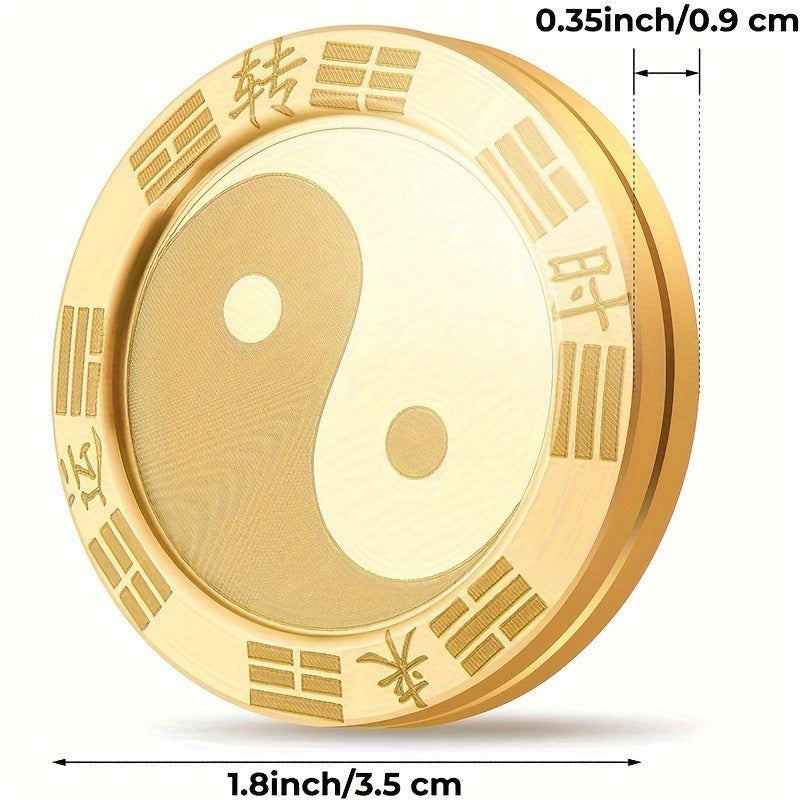 Metal Fidget Spinner Lucky Coin Tai Chi Symbol Stress Relief Tactile Toy