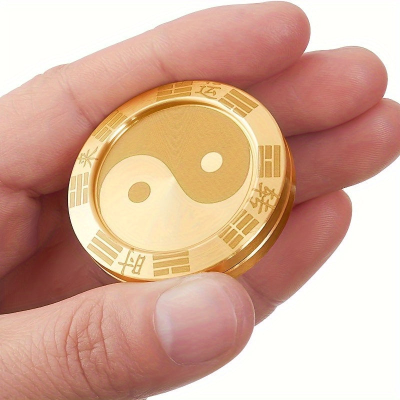 Metal Fidget Spinner Lucky Coin Tai Chi Symbol Stress Relief Tactile Toy