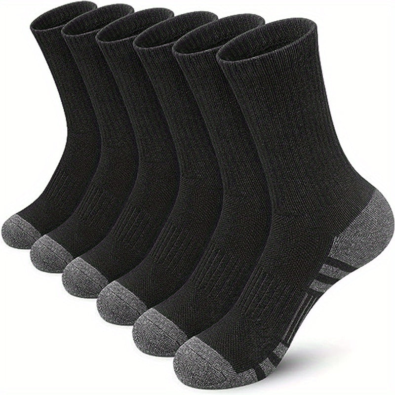 Men's Solid Crew Socks Comfy Breathable Thermal Socks for Winter & Autumn