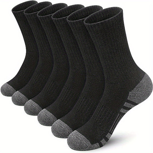 Men's Solid Crew Socks Comfy Breathable Thermal Socks for Winter & Autumn