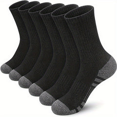Men's Solid Crew Socks Comfy Breathable Thermal Socks for Winter & Autumn