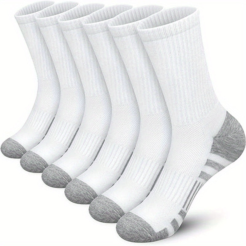 Men's Solid Crew Socks Comfy Breathable Thermal Socks for Winter & Autumn