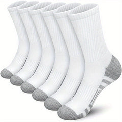 Men's Solid Crew Socks Comfy Breathable Thermal Socks for Winter & Autumn