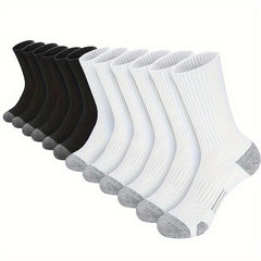 Men's Solid Crew Socks Comfy Breathable Thermal Socks for Winter & Autumn