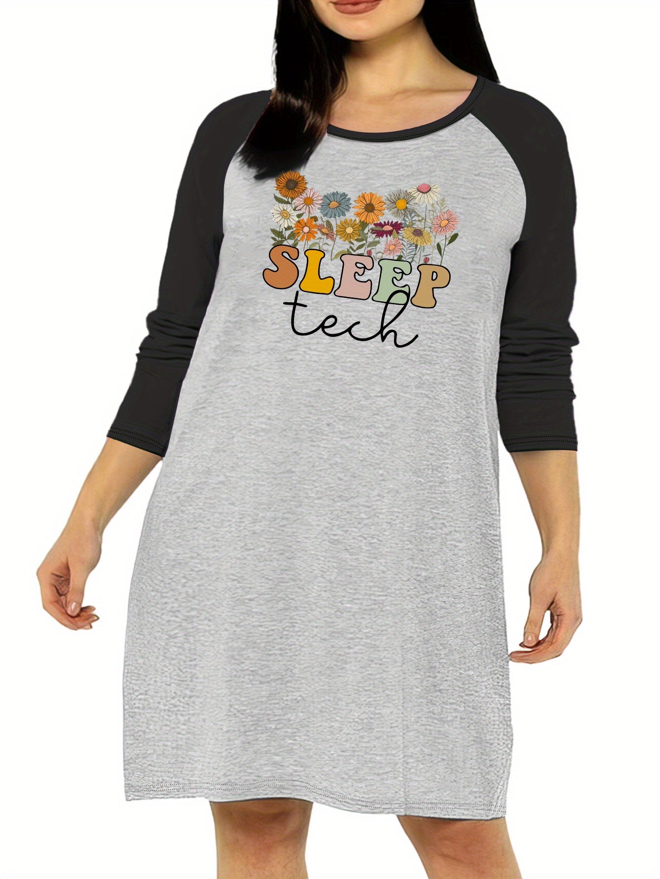 Daisy & Letter Print Sleep Dress