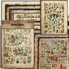 10pcs Large Plant Pages Retro Journal Decoration Tools