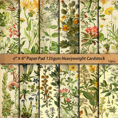 12pcs Large Size Flower Material Paper Retro Journal DIY Gift For Women