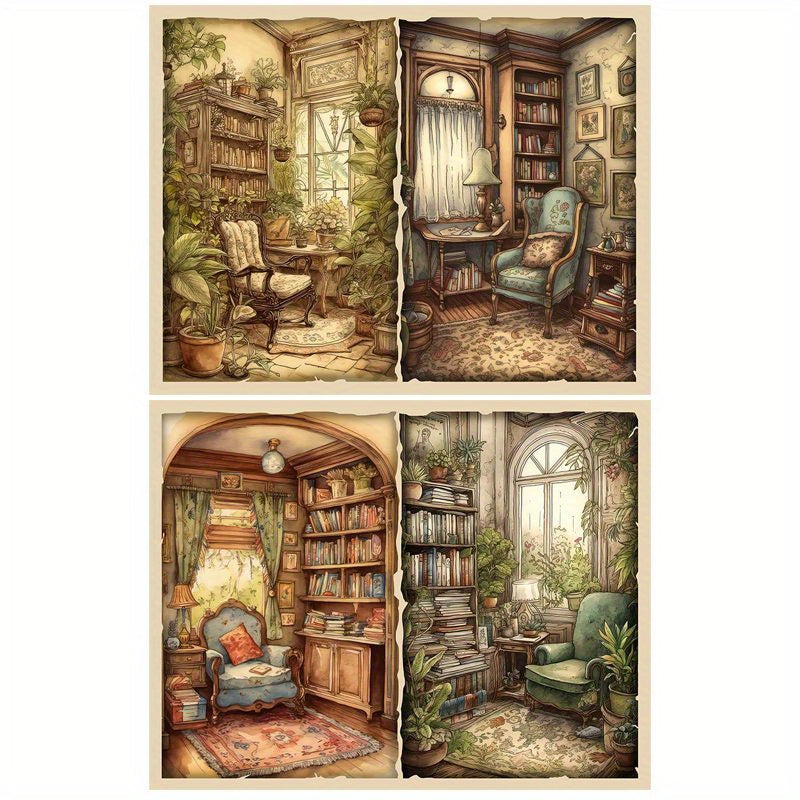 5pcs Large Retro Cabin Paper Journal Decoration Arts Crafts