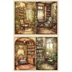 5pcs Large Retro Cabin Paper Journal Decoration Arts Crafts