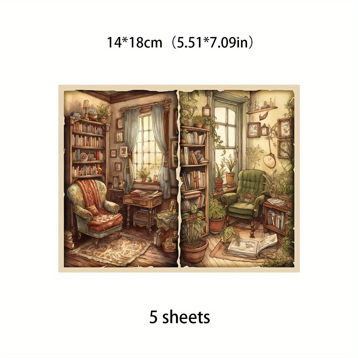 5pcs Large Retro Cabin Paper Journal Decoration Arts Crafts