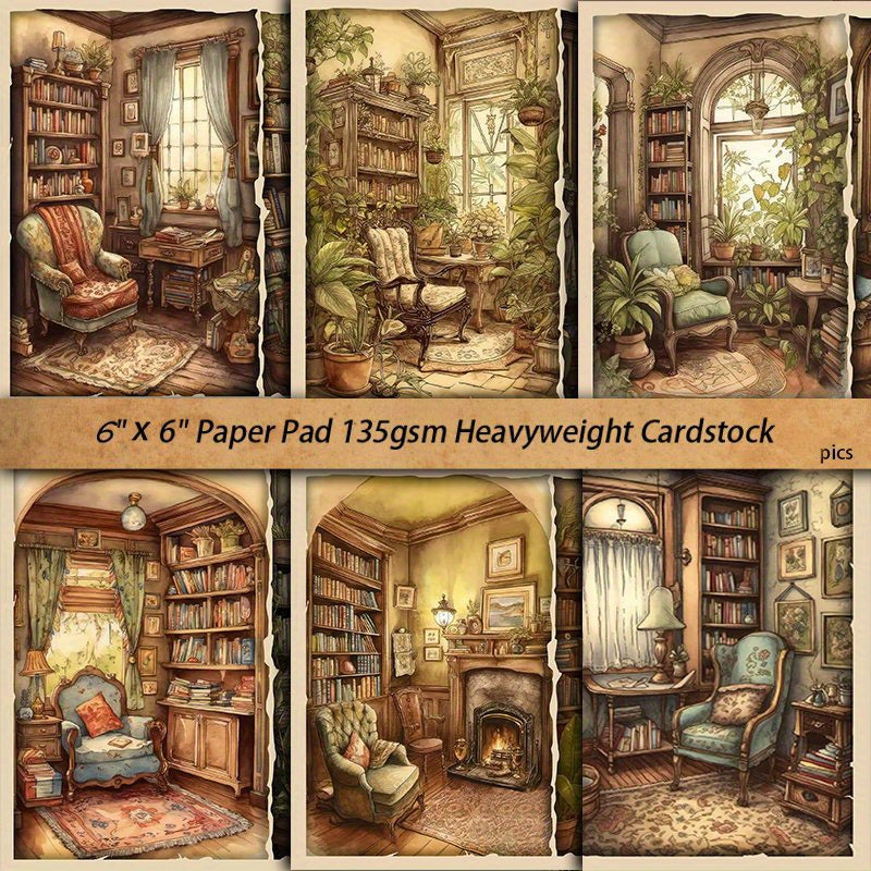 5pcs Large Retro Cabin Paper Journal Decoration Arts Crafts