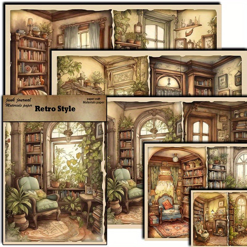 5pcs Large Retro Cabin Paper Journal Decoration Arts Crafts