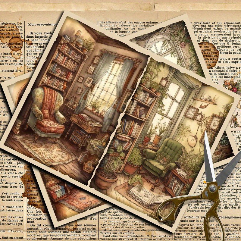 5pcs Large Retro Cabin Paper Journal Decoration Arts Crafts